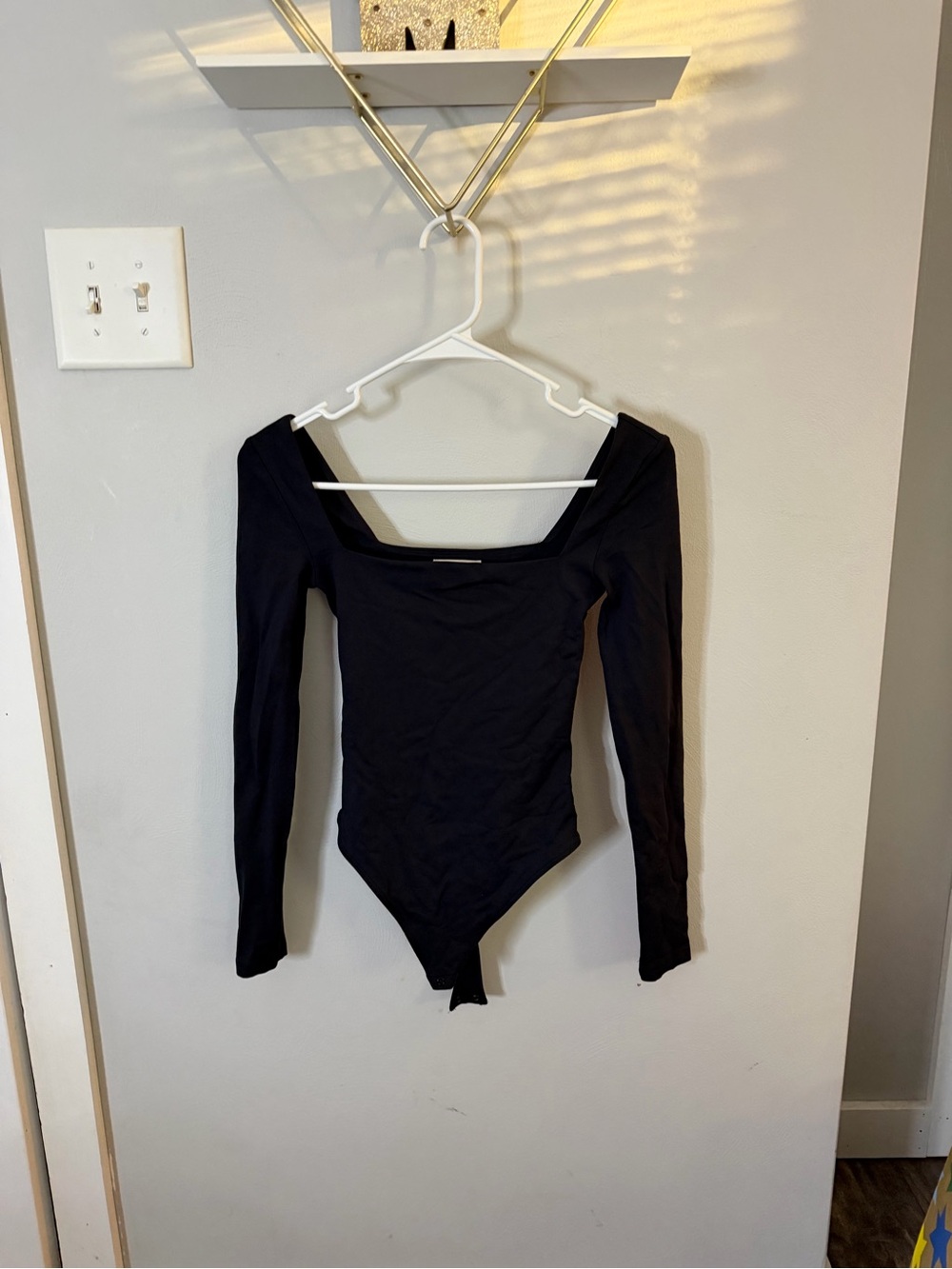 Aritzia Black Square Neck Long Sleeve Bodysuit